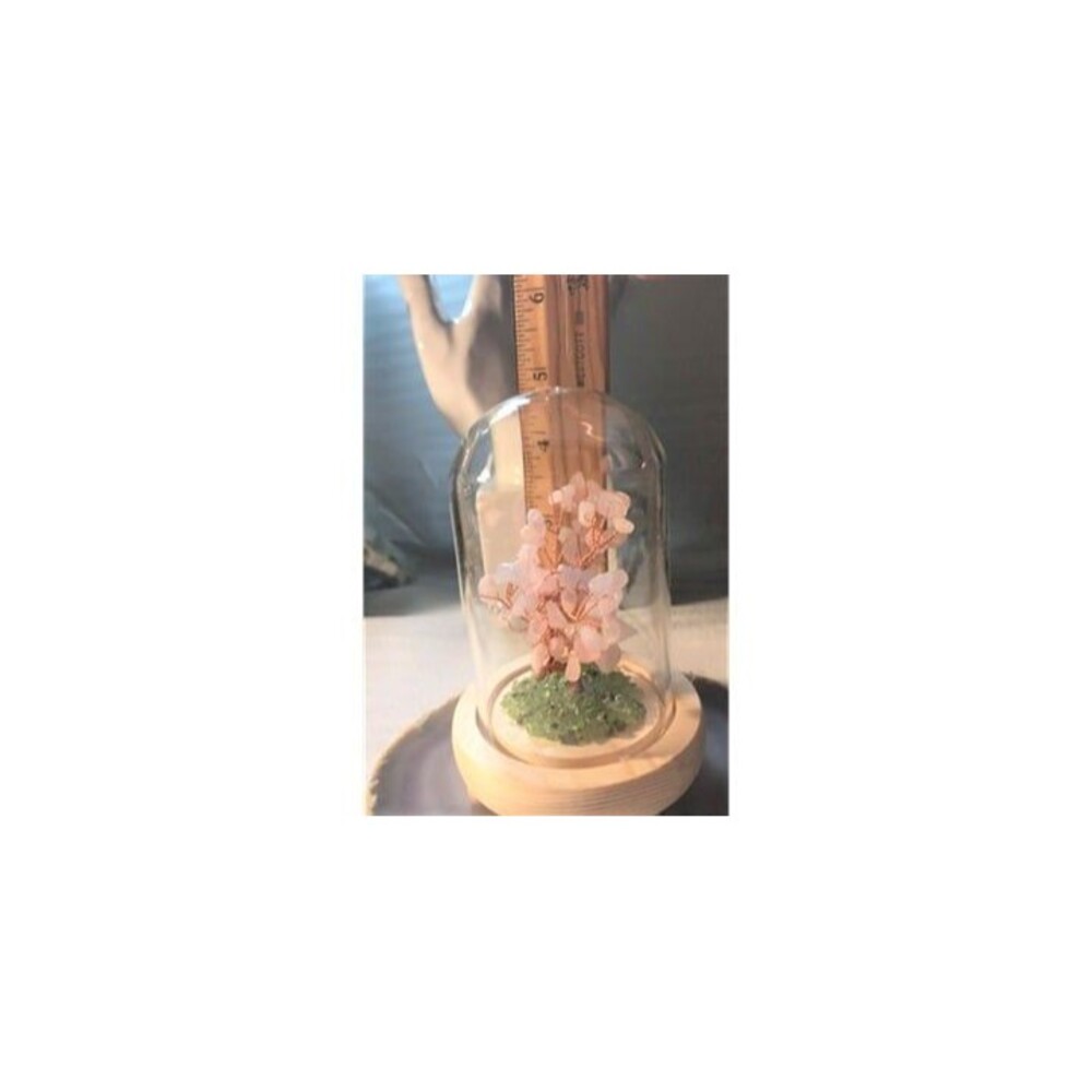 Gemstone Tree in Dome - Your Choice Aquamarine or Rose Quartz